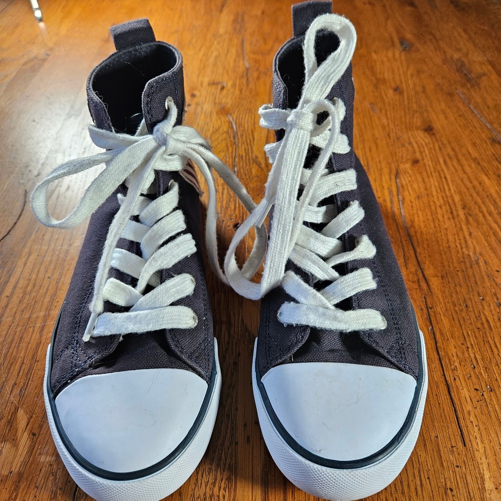 Polo Ralph Lauren Kids High Top Sneakers American Flag Canvas Shoes Size 4 - Picture 2 of 11